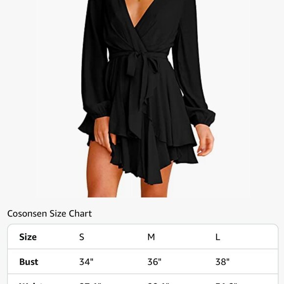 Black Chiffon V Neck Wrap Dress with Tie - Never Worn - Picture 4 of 4